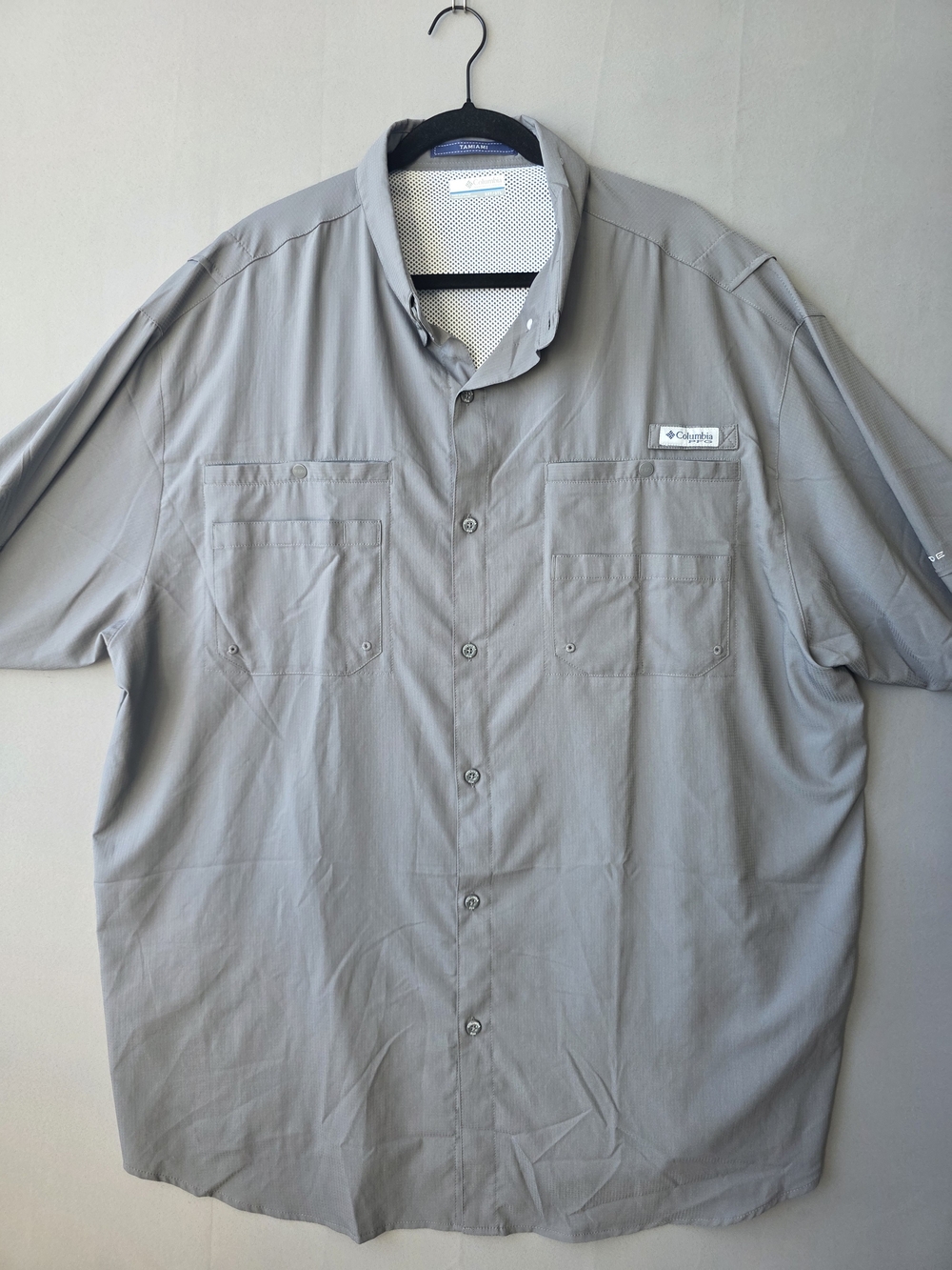 Columbia PFG Tamiami II Shirt 3X Tall Gray Short Sleeve Fishing Button Up